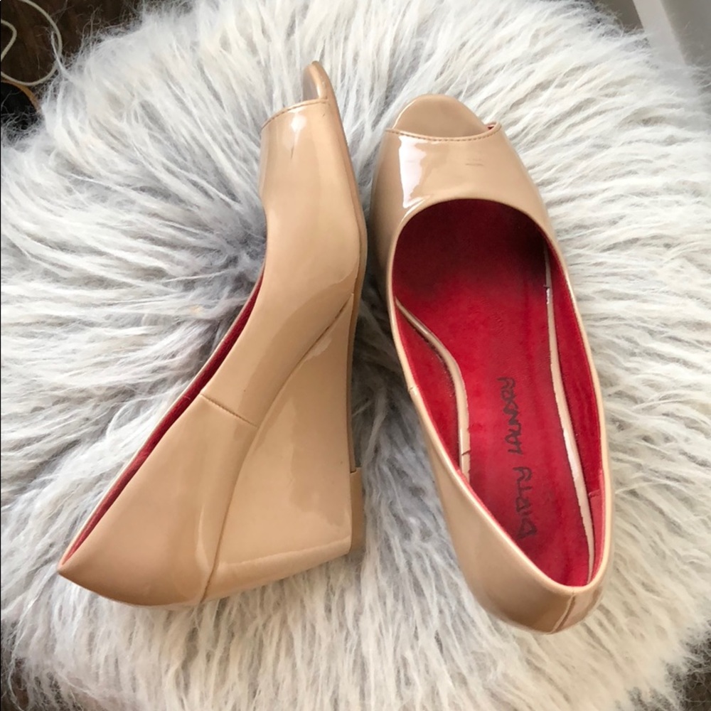 Dirty Laundry Nude Peep Toe Wedges